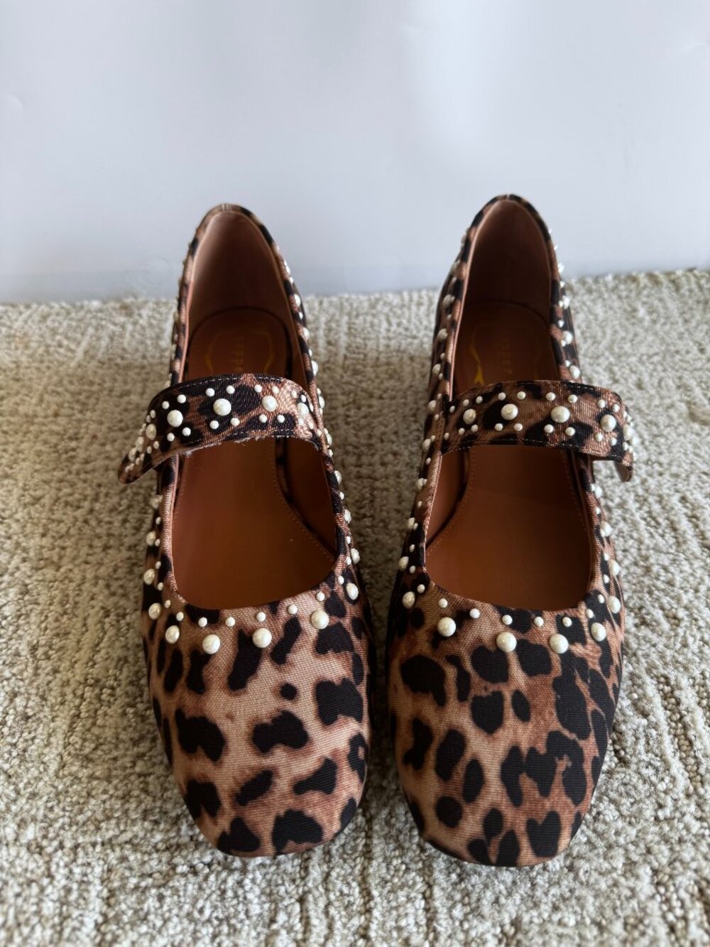 Copper Key Shoes Leopard Pearl Mary Jane Flats Size 9 NWT - Picture 2 of 9